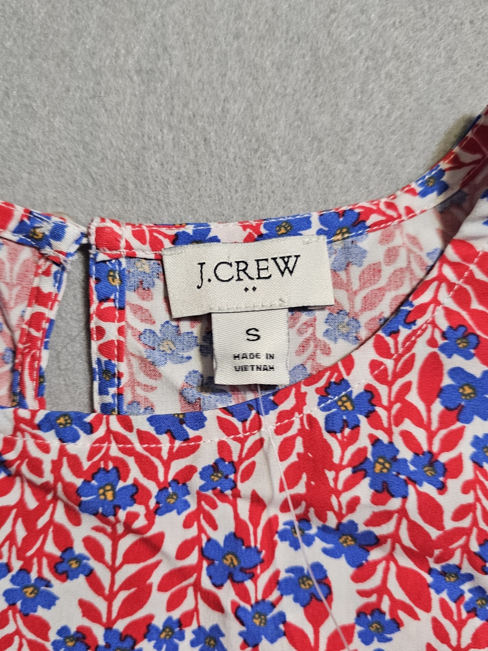 J.Crew Floral Sleeveless Top Small Red Blue Print Swing Tank Boho Cottagecore - Picture 4 of 9